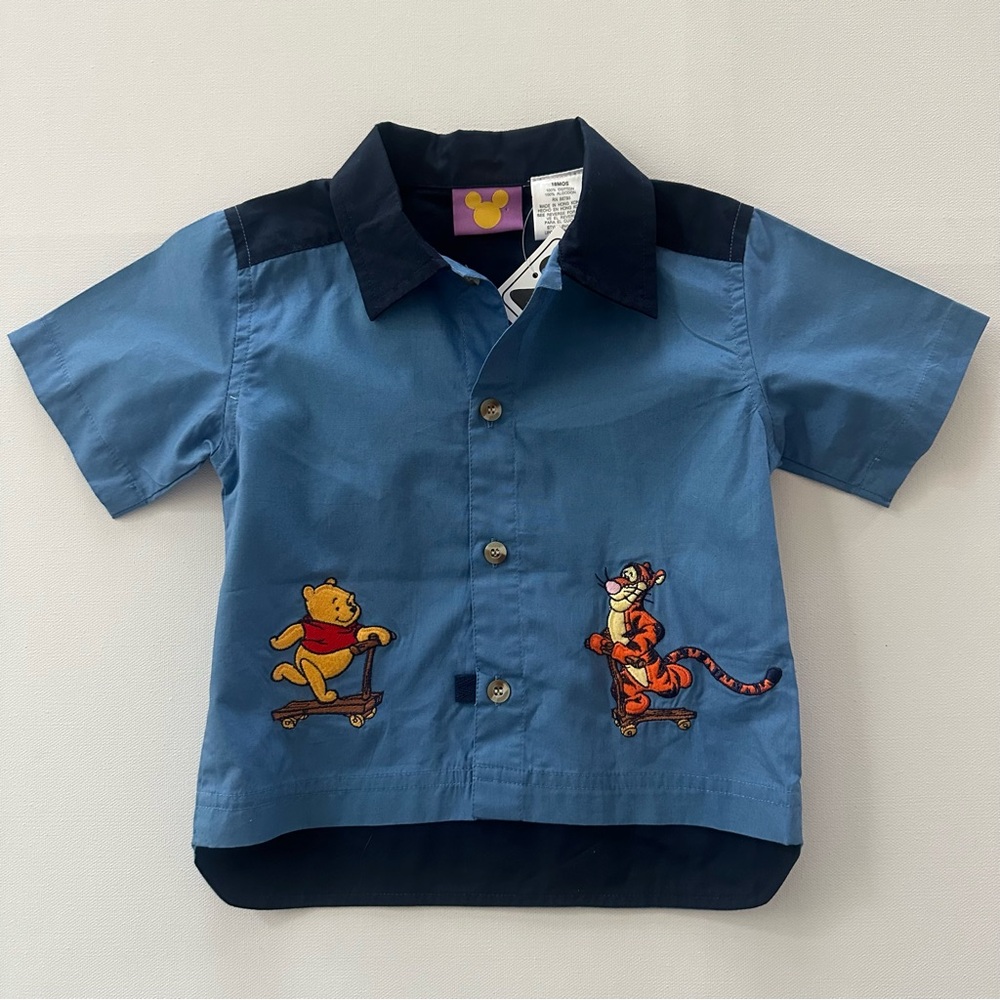 Disney Vintage 18 Months Baby Boy Button Down Shirt Winnie The Pooh Tigger